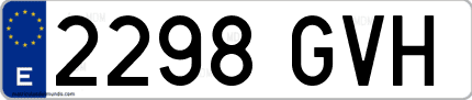 Ejemplo de matrícula de coche ordinaria 2298 GVH