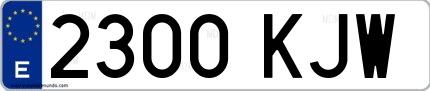 Ejemplo de matrícula española 2300 KJW