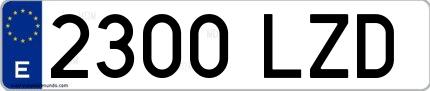 Ejemplo de matrícula española 2300 LZD