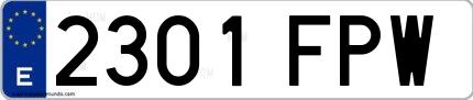 Ejemplo de matrícula española 2301 FPW