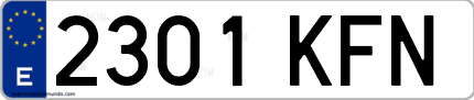 Ejemplo de matrícula de coche ordinaria 2301 KFN