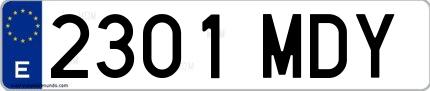 Ejemplo de matrícula española 2301 MDY