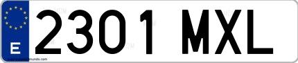 Ejemplo de matrícula española 2301 MXL
