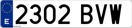 Ejemplo de matrícula española 2302 BVW