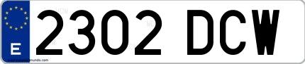 Ejemplo de matrícula española 2302 DCW