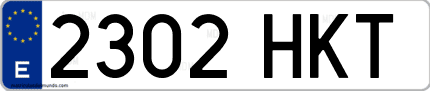 Ejemplo de matrícula de coche ordinaria 2302 HKT