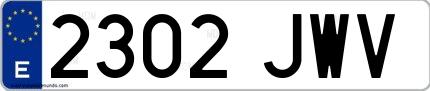 Ejemplo de matrícula española 2302 JWV