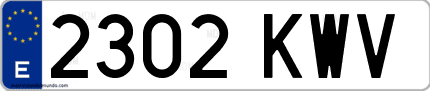 Ejemplo de matrícula de coche ordinaria 2302 KWV