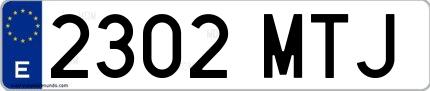 Ejemplo de matrícula española 2302 MTJ