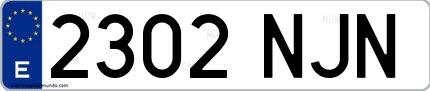 Ejemplo de matrícula española 2302 NJN