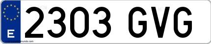 Ejemplo de matrícula española 2303 GVG