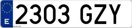 Ejemplo de matrícula española 2303 GZY