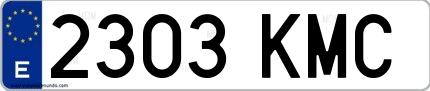 Ejemplo de matrícula española 2303 KMC