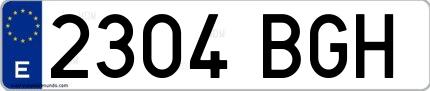 Ejemplo de matrícula española 2304 BGH
