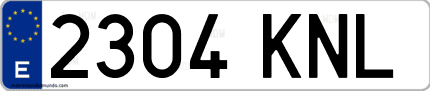 Ejemplo de matrícula de coche ordinaria 2304 KNL