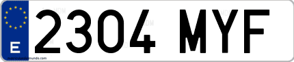 Ejemplo de matrícula de coche ordinaria 2304 MYF