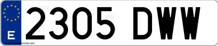 Ejemplo de matrícula española 2305 DWW
