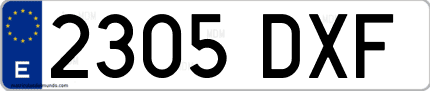 Ejemplo de matrícula de coche ordinaria 2305 DXF