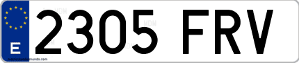 Ejemplo de matrícula de coche ordinaria 2305 FRV