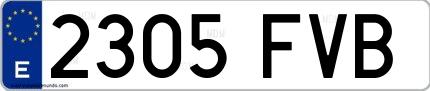 Ejemplo de matrícula española 2305 FVB