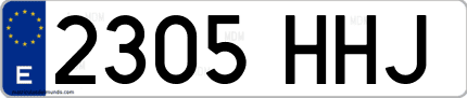 Ejemplo de matrícula de coche ordinaria 2305 HHJ