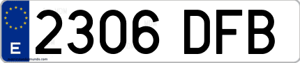 Ejemplo de matrícula de coche ordinaria 2306 DFB