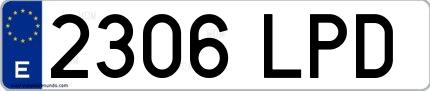 Ejemplo de matrícula española 2306 LPD