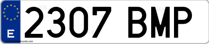 Ejemplo de matrícula de coche ordinaria 2307 BMP