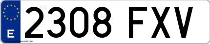 Ejemplo de matrícula española 2308 FXV
