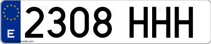 Ejemplo de matrícula de coche ordinaria 2308 HHH