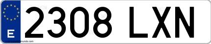 Ejemplo de matrícula española 2308 LXN