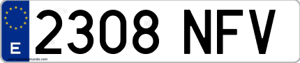 Ejemplo de matrícula de coche ordinaria 2308 NFV
