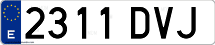 Ejemplo de matrícula de coche ordinaria 2311 DVJ