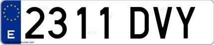 Ejemplo de matrícula española 2311 DVY