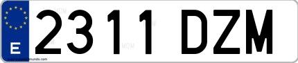 Ejemplo de matrícula española 2311 DZM