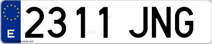 Ejemplo de matrícula española 2311 JNG