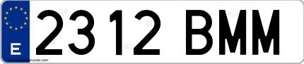 Ejemplo de matrícula española 2312 BMM
