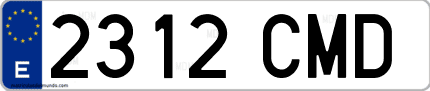 Ejemplo de matrícula de coche ordinaria 2312 CMD