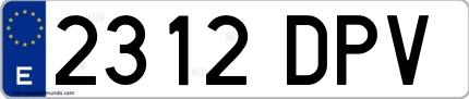 Ejemplo de matrícula española 2312 DPV