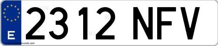 Ejemplo de matrícula española 2312 NFV