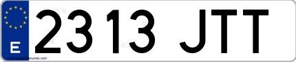 Ejemplo de matrícula española 2313 JTT