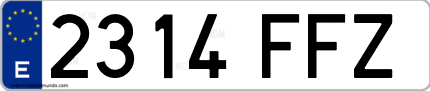 Ejemplo de matrícula de coche ordinaria 2314 FFZ