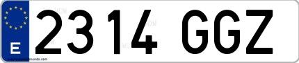 Ejemplo de matrícula española 2314 GGZ