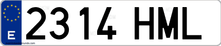 Ejemplo de matrícula de coche ordinaria 2314 HML