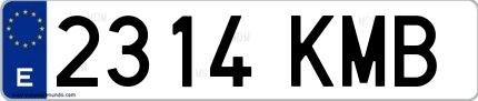 Ejemplo de matrícula española 2314 KMB