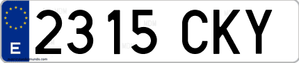 Ejemplo de matrícula de coche ordinaria 2315 CKY