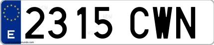 Ejemplo de matrícula española 2315 CWN