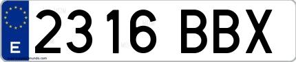 Ejemplo de matrícula española 2316 BBX