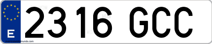 Ejemplo de matrícula de coche ordinaria 2316 GCC