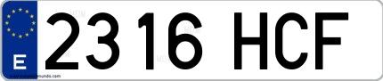 Ejemplo de matrícula española 2316 HCF